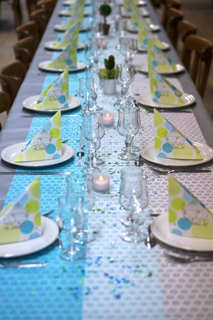 table de communion vert et bleu 