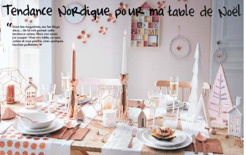 Table de Noël blanc et cuivrée