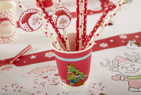 gobelets et pailles Noël à customiser par les enfants
