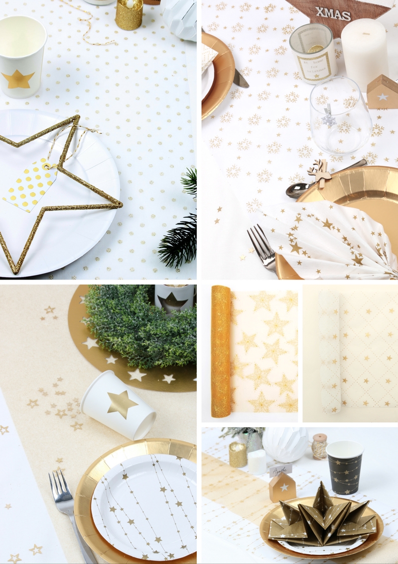 chemin de table pour noel or dore