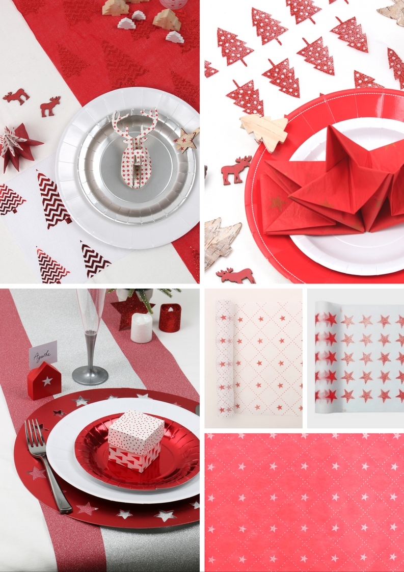 chemin de table rouge Noel