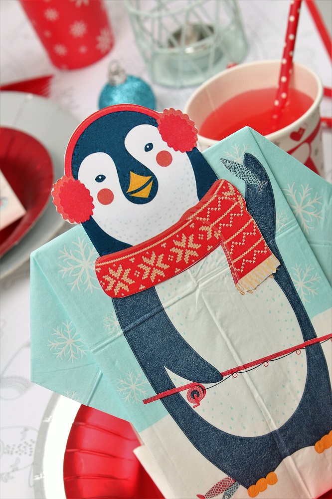 pingouin-serviette prépliée noël mesa bella