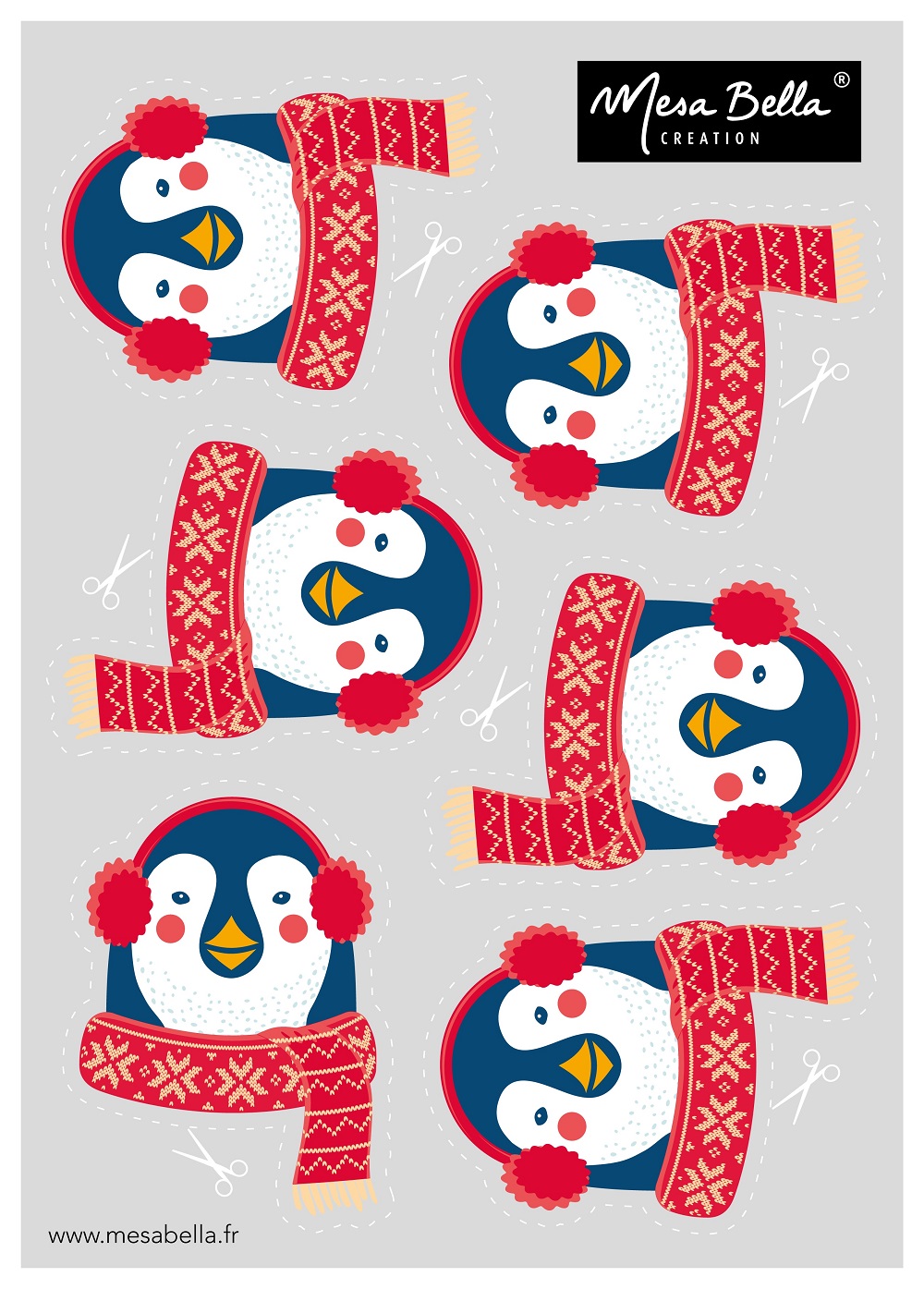 planche-tetes-serviette Noël pingouins