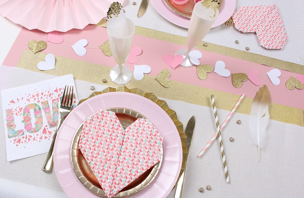 Table de Saint Valentin rose