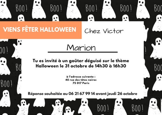 Boo invitation fantôme Halloween