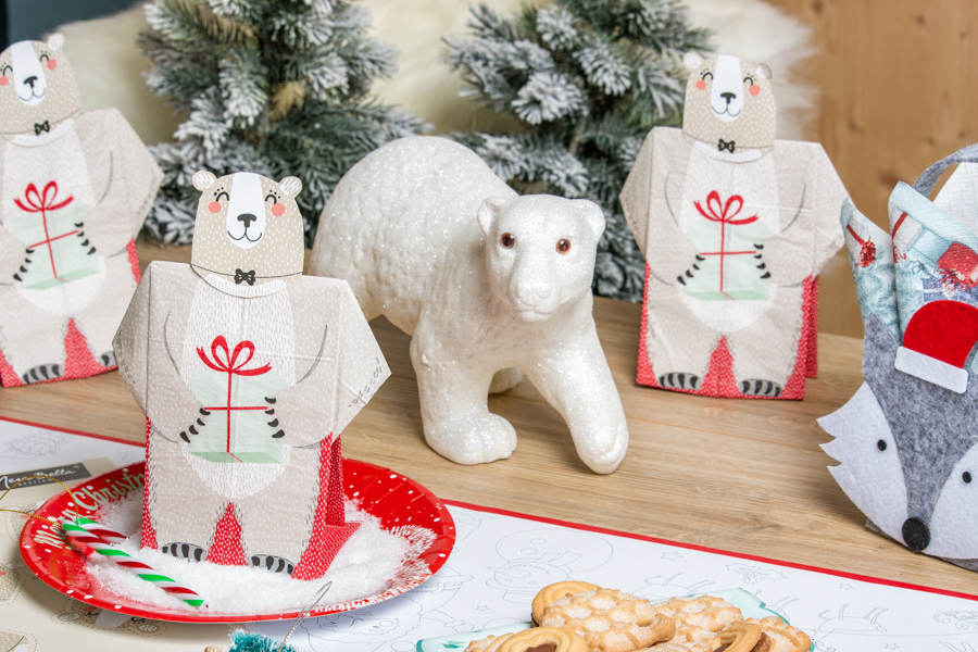 serviette en 3D prepliée ours Mesa Bella