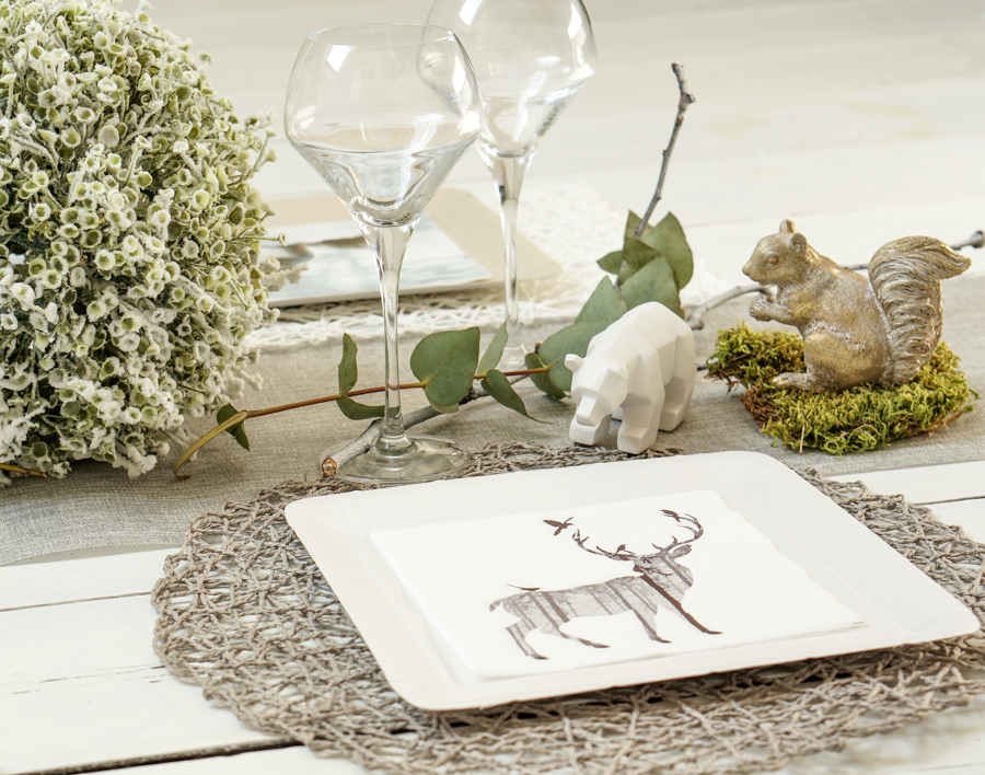 serviette en papier cerf theme naturel