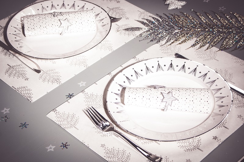 sets de table sapins de noel argent