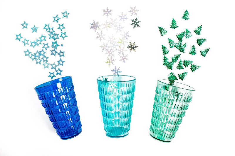 Etoiles bleues flocon argent et sapin vert - confettis Mesa bella