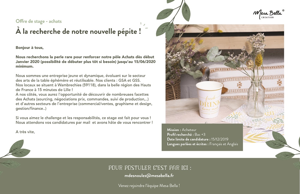 Offre de stage achats