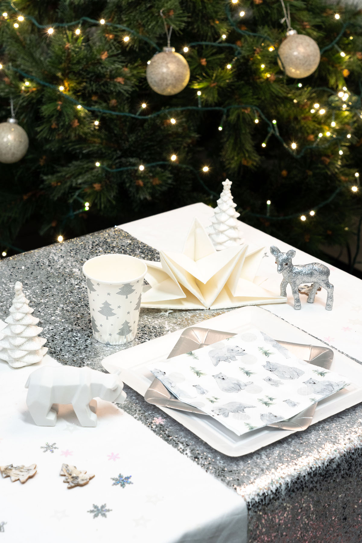 vaisselle Noël ours et animaux de la forêt