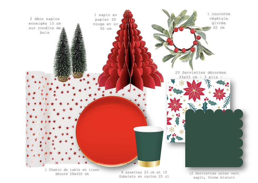 bow table de noel rouge et vert tradition