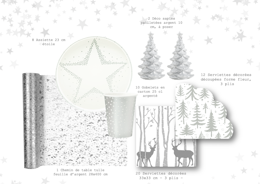 kit de noël blanc et argent