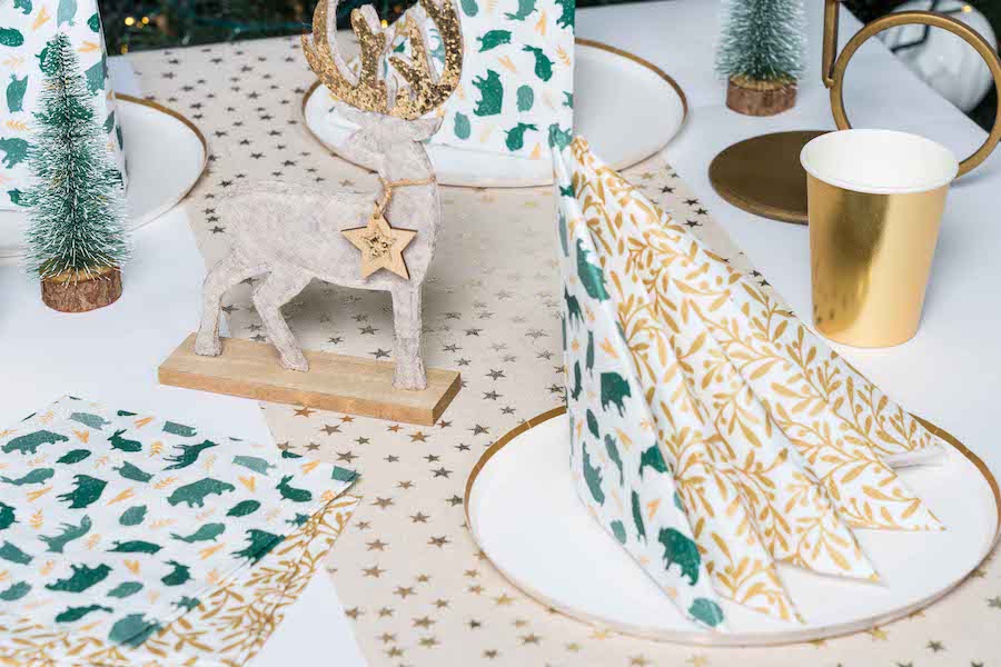 table de noël or et vert